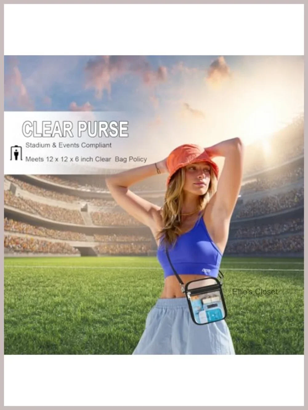 Clear PVC Stadium Approved Hobo Shoulder Bag for Women Events